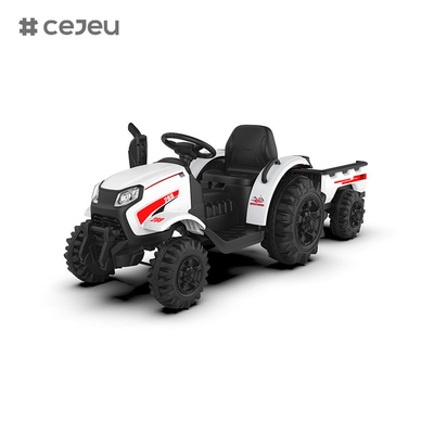 CJ-1009B Les enfants conduisent sur un tracteur à télécommande, tracteur électrique avec remorque pour tout-petits avec de puissants deux moteurs,