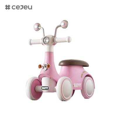 Conception en forme d'escargot + roues EVA + matériau PP, avec musique, lumières, rose/orange/vert, trois couleurs, pour garçons et filles