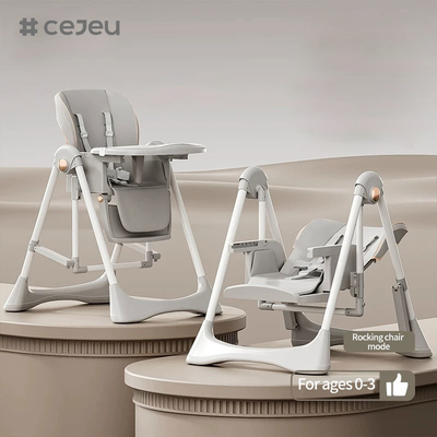 CJ-28,2 en 1+PP+Swing,Gray/White/Pink/Brown,quatre couleurs,Taille d'emballage 64*31*57cm,Chaise haute pour bébé fiable et sûre