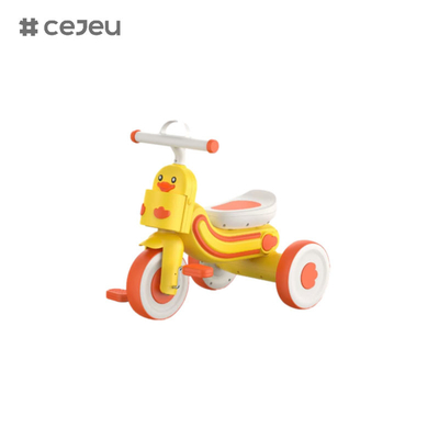 CJ-608, avec lumières/musique/trois roues,trois couleurs,jaune/bleu/rose,tricycles en forme de canards,taille du produit60*30*49CM