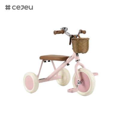 CJ-T-212, tricycle, gros panier en rotin tissé, cadre en acier au carbone élevé avec une capacité de charge super forte