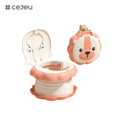 6920, Toilette pliable, en forme de petit lion, pliable à une clé/ Toilette portable/ Stockage rapide/ Facile à nettoyer/ Avec sac à cordes