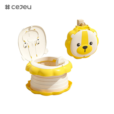 6920, Toilette pliable, en forme de petit lion, pliable à une clé/ Toilette portable/ Stockage rapide/ Facile à nettoyer/ Avec sac à cordes