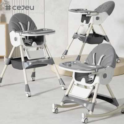 CJ-27,3 en 1 + PP + panier de rangement,rose/gris/bleu/or,quatre couleurs,60*75*97cm,chaise haute pour bébé fiable et sûre