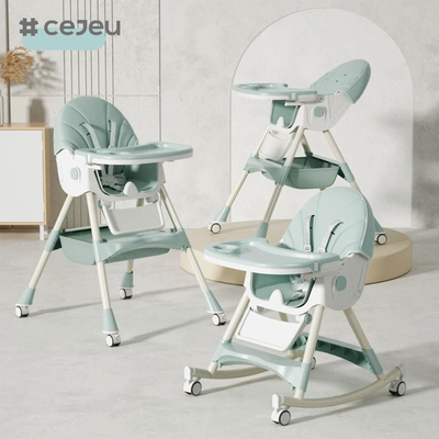 CJ-27,3 en 1 + PP + panier de rangement,rose/gris/bleu/or,quatre couleurs,60*75*97cm,chaise haute pour bébé fiable et sûre