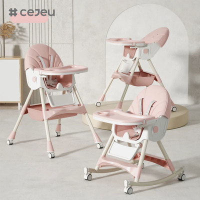 CJ-27,3 en 1 + PP + panier de rangement,rose/gris/bleu/or,quatre couleurs,60*75*97cm,chaise haute pour bébé fiable et sûre