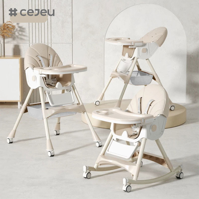 CJ-27,3 en 1 + PP + panier de rangement,rose/gris/bleu/or,quatre couleurs,60*75*97cm,chaise haute pour bébé fiable et sûre