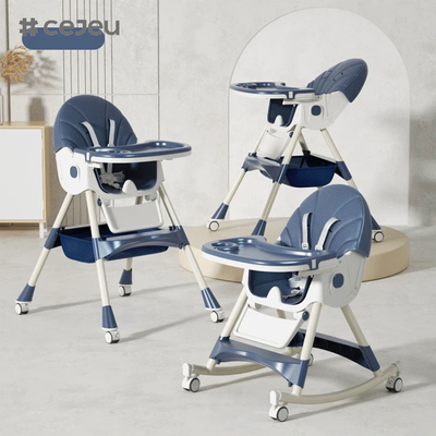 CJ-27,3 en 1 + PP + panier de rangement,rose/gris/bleu/or,quatre couleurs,60*75*97cm,chaise haute pour bébé fiable et sûre