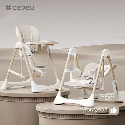 CJ-28,2 en 1+PP+Swing,Gray/White/Pink/Brown,quatre couleurs,Taille d'emballage 64*31*57cm,Chaise haute pour bébé fiable et sûre
