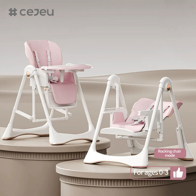 CJ-28,2 en 1+PP+Swing,Gray/White/Pink/Brown,quatre couleurs,Taille d'emballage 64*31*57cm,Chaise haute pour bébé fiable et sûre