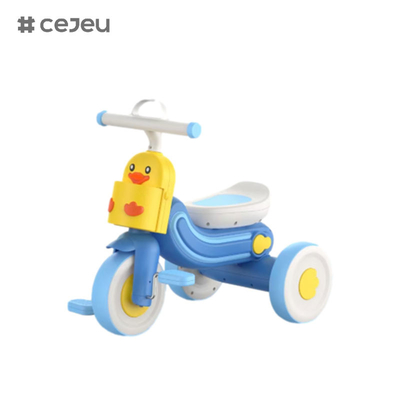 CJ-608, avec lumières/musique/trois roues,trois couleurs,jaune/bleu/rose,tricycles en forme de canards,taille du produit60*30*49CM