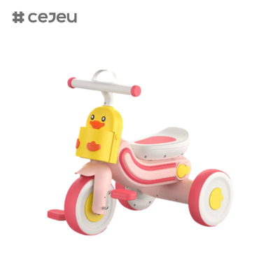 CJ-608, avec lumières/musique/trois roues,trois couleurs,jaune/bleu/rose,tricycles en forme de canards,taille du produit60*30*49CM