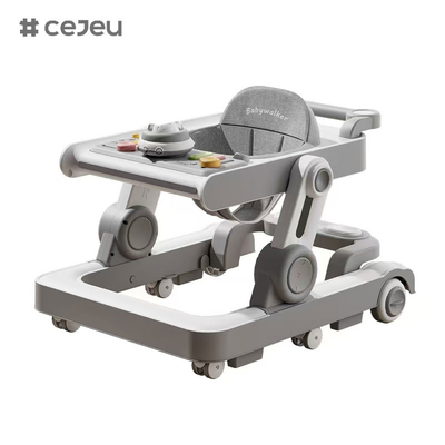 QRBB-866, baby walker, 2 en 1 3 régulateur de hauteur Roue*6 Frein/Musique/Jouets Ligne de sécurité antichute Coussin de siège: lin Silent