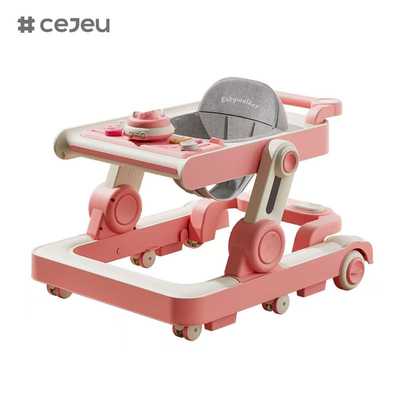 QRBB-866, baby walker, 2 en 1 3 régulateur de hauteur Roue*6 Frein/Musique/Jouets Ligne de sécurité antichute Coussin de siège: lin Silent