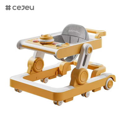 QRBB-866, baby walker, 2 en 1 3 régulateur de hauteur Roue*6 Frein/Musique/Jouets Ligne de sécurité antichute Coussin de siège: lin Silent