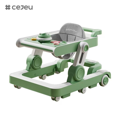 QRBB-866, baby walker, 2 en 1 3 régulateur de hauteur Roue*6 Frein/Musique/Jouets Ligne de sécurité antichute Coussin de siège: lin Silent