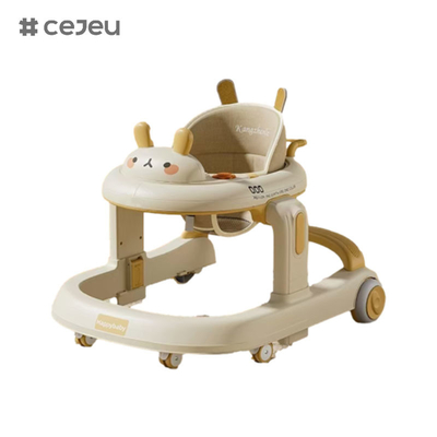 CJ-928, baby walker, Orange Grey Coffee, Musique/Lumières 6 Ajusteur de hauteur, produit Taille: 58*59*73cm, Un clic pliable