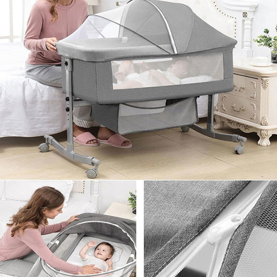 avec roues, berceau avec matelas, berceau réglable, lit de côté, avec panier de rangement, moustiquaire, bébé portable pliable
