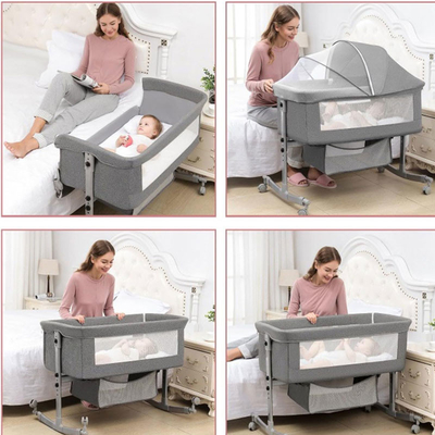 avec roues, berceau avec matelas, berceau réglable, lit de côté, avec panier de rangement, moustiquaire, bébé portable pliable