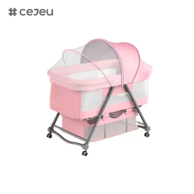 CJ-BJJ-001 Berceau pour bébé réglable en hauteur Berceau pour bébé réglable en hauteur Lit berceau berceau avec berceau 300D linge de lin quatre couleurs