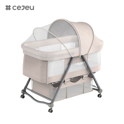 CJ-BJJ-001 Berceau pour bébé réglable en hauteur Berceau pour bébé réglable en hauteur Lit berceau berceau avec berceau 300D linge de lin quatre couleurs