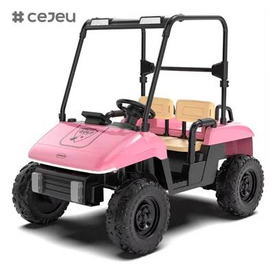 CJ-YB-818 Nouveau modèle 3 places pour bébé en métal et plastique 12V 24V 4 roues électrique Ride-On Golf Cart pour enfants avec pare-soleil surélevé Club Car roues EVA Batterie