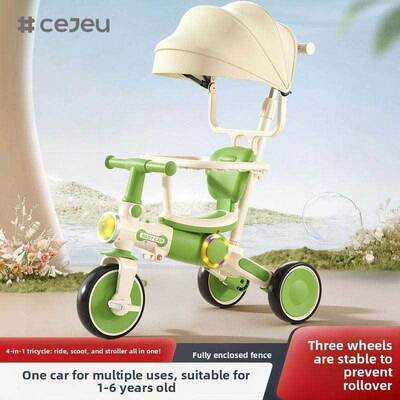 CJ-YB-666 Children's Plastic Baby Tricycle Stroller Ages 1-6 Sitting Sliding Multifunctional Lightweight Sunshade Three-Wheeled