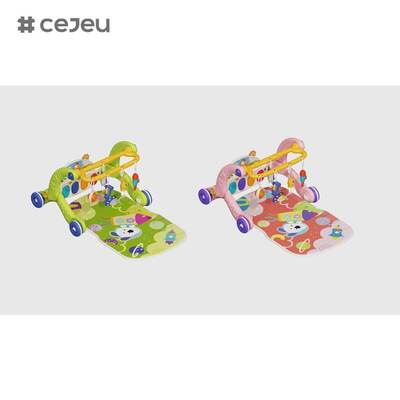CJ-ABY-368-158G SeaMind 2-in-1 Multi-Functional Walker Fitness Frame Music Pedal Piano Toy for Infants Foldable Plastic Play Mat for Ages 0-3