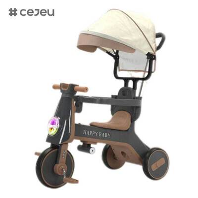Tricycle poussette à trois roues pour bébé, haut de gamme, mode, avec toit et pare-soleil, fonction musicale pour enfants, CJ-YT-668