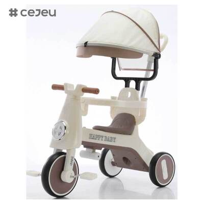 Tricycle poussette à trois roues pour bébé, haut de gamme, mode, avec toit et pare-soleil, fonction musicale pour enfants, CJ-YT-668