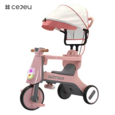 Tricycle poussette à trois roues pour bébé, haut de gamme, mode, avec toit et pare-soleil, fonction musicale pour enfants, CJ-YT-668