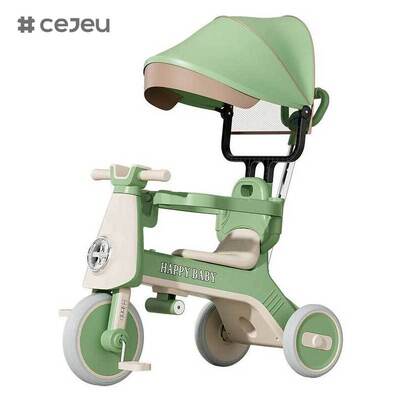 Tricycle poussette à trois roues pour bébé, haut de gamme, mode, avec toit et pare-soleil, fonction musicale pour enfants, CJ-YT-668