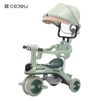 CJ-YT-528 Gros nouveaux Tricycles durables pour enfants vélos bébé poussettes poignée de poussée parasol enfant en bas âge Ride jouets porte-enfants intérieur