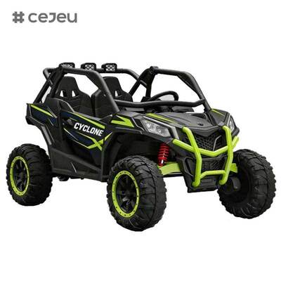 CJ-NEL-998 Grand deux places Cyclone 24V Puissant moteur Enfants voiture électrique Parent télécommande musique batterie alimentée Voyage sur UTV