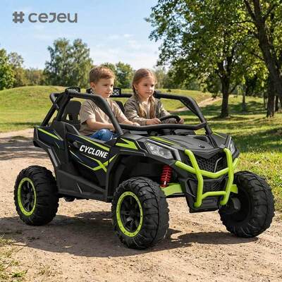 CJ-NEL-998 Grand deux places Cyclone 24V Puissant moteur Enfants voiture électrique Parent télécommande musique batterie alimentée Voyage sur UTV