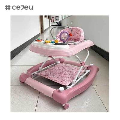 CJ-BST-9308 (WALKER + ROCKER+PUSH), Walker & Rocker 2-en-1 : balade musicale lumineuse avec levage à 3 niveaux et base à prise sûre »