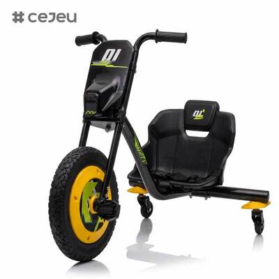Voiturette électrique CJ-AHL027 en plastique pour enfants de 2 à 7 ans, avec pédales, dérive, roues pivotantes arrière et fonction de rotation pour s'amuser en extérieur