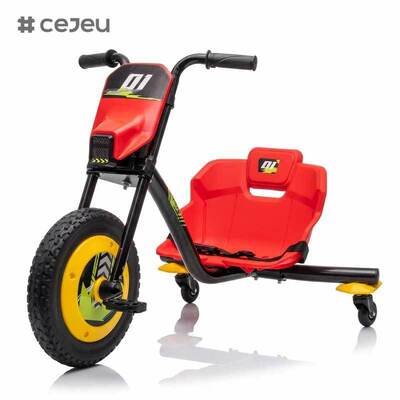 Voiturette électrique CJ-AHL027 en plastique pour enfants de 2 à 7 ans, avec pédales, dérive, roues pivotantes arrière et fonction de rotation pour s'amuser en extérieur